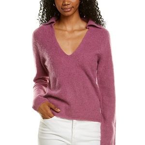 Vince Brushed V-Neck Polo Alpaca & Wool-Blend Sweater